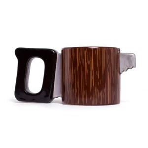 thumbsUp! Brown and Black Saw Mug Coffee Tea Mug Fun Novelty Handle - Picture 1 of 5
