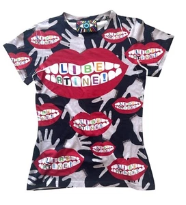 Libertine Womens Graphic Short Sleeve Top Eye & Lips Print Medium M Med - Picture 1 of 5