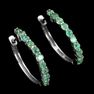 Unheated Round Emerald Ruby 2mm White Gold Plate 925 Sterling Silver Earrings - Picture 1 of 18