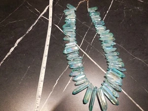 Stunning Sapanyu Aqua Aura Necklace Adjustable 18"-22" Gold tone Quartz Crystal - Picture 1 of 3