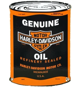 INSEGNA PORCELLANA MOTO HARLEY DAVIDSON VINTAGE GASOLIO GARAGE SERVIZIO RIPARAZIONE - Foto 1 di 12