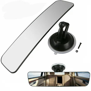 Car Truck Rear View Mirror Glass Suction Cup Stick On Interior Wide Universal - Picture 1 of 8