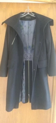 Abrigo BCBG Maxazria Negro Cremallera Lana/Cachemira Talla 8 Foto 1 de 4