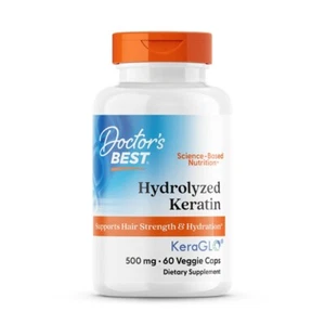 Doctor's Best Hydrolyzed Keratin 500mg 60 Veg Capsules, Strong & Healthy Hair - Picture 1 of 4