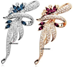Kristall Blume Brosche Anstecknadel groß Vintage Legierung Strass Diamant Hochzeit - Bild 1 von 5