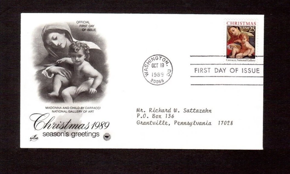 First Day Cover FDC stamp # 2427 Christmas Madonna & Child by Carracci  25 cent - Image 1 of 1