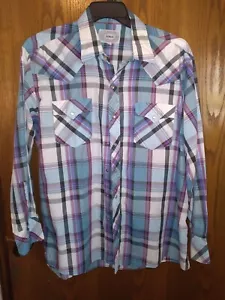Authentic ATP Western Wear Long Sleeve Pearl Snap Men's Shirt Size 17 1/2 - Picture 1 of 11