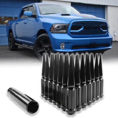 24x Spiked  Lug Nuts M14x1.5 Thread 4.4" Tall + Key For Dodge RAM 1500 2012-2018 - Image 1 of 4