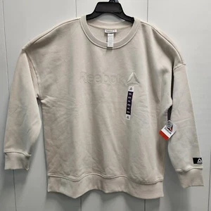 Women's Reebok Relaxed Crew Neck Sweatshirt Pumice Stone Color 2XL (XXL) Logo  - Picture 1 of 7