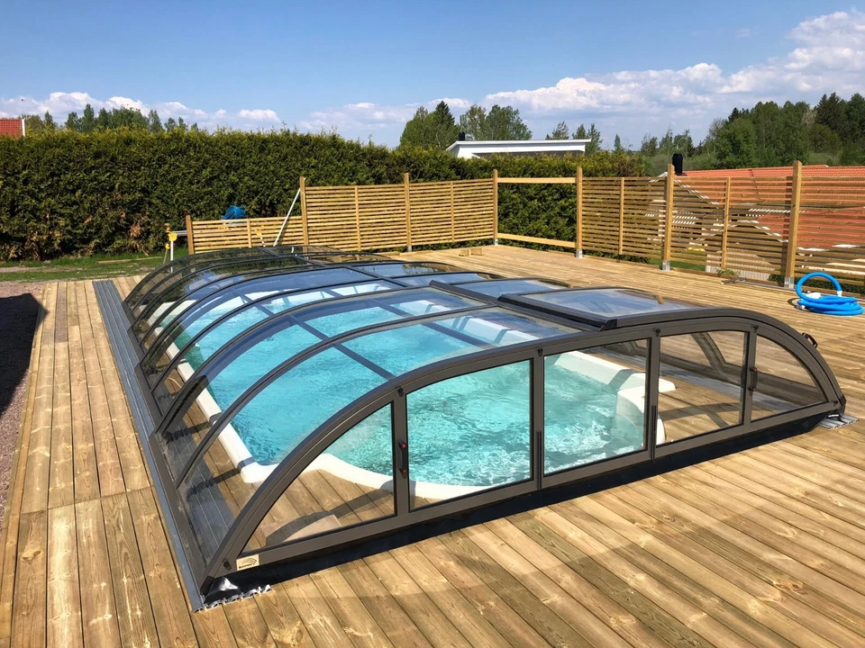 Schwimmbadüberdachung Poolüberdachung Poolhalle Dallas A PK 8 Mm Anthrazit