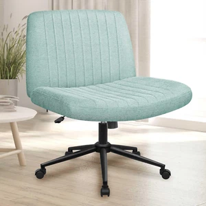 Criss Cross Chair with Wheels Armless Cross Legged Office Desk Wide Comfy Vanity - Picture 1 of 6