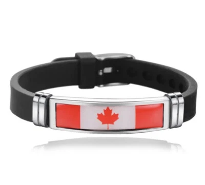 Pulsera Bandera Nacional País Canadá Ajustable Silicona Pulsera Hebilla Foto 1 de 4