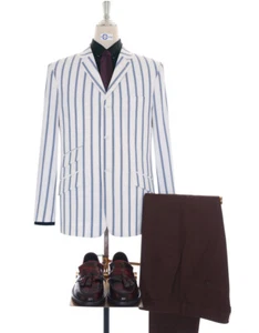 Boating Blazer | White and Blue Striped Blazer - Picture 1 of 6