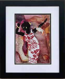 Romare Bearden "Lady and the Blues 1986" CUSTOM FRAMED Black Art - Picture 1 of 3