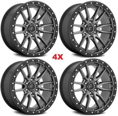 20 FUEL REBEL ANTHRACITE W/ BLACK LIP WHEELS RIMS SET FITS TRD Foto 1 de 4