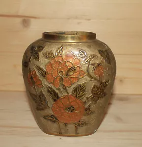 Vintage Vase handgefertigt floral Messing - Bild 1 von 12