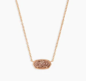 New Kendra Scott Elisa Rose Gold Pendant Necklace In Rose gold Drusy - Picture 1 of 2