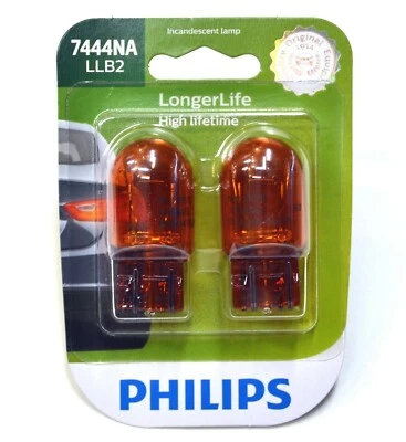 Philips LongerLife 7444NA 28/8W Two Bulbs Front Turn Signal Light Replacement OE - Image 1 of 4