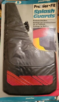 Vtg NOS Pair Powerflow Premier Fit Splashguards Black w Red Shatter Graphic Sz B - Image 1 of 4