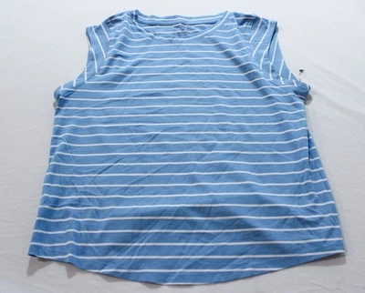 Talbots Women's Petite Striped Crewneck Tee JL3 Lakeside Blue/White Medium - Image 1 of 4