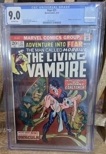 Fear #21 featuring Morbius the Living Vampire - CGC 9.0- 1972 Gill Kane Art - Picture 1 of 3
