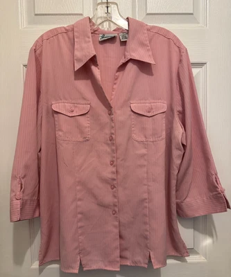 Camisa Joanna Abotonada Para Mujer Talla XL Rosa Mangas 3/4 Cuello Ligera Foto 1 de 4