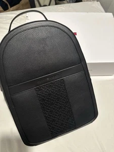 Tommy Hilfiger Central Monogram Black Leather backpack. Brand New With Tags. - Picture 1 of 7