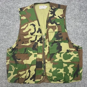 Vtg BLUE BILL REDHEAD Camo Hunting RH Shooting Vest Mens XL Game Pouch Army - Picture 1 of 10