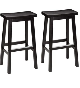Amazon Basics Saddle Solid Wood Barstools Footrest-Seat 29" Tall Kit (Set of 2) - Picture 1 of 6