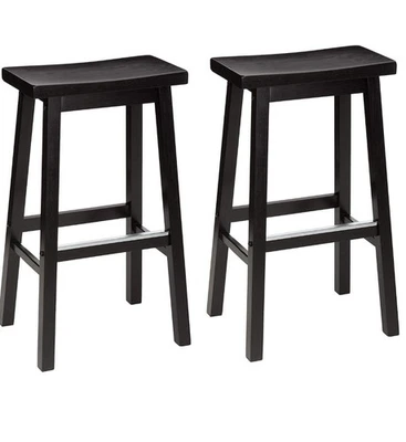Amazon Basics Saddle Solid Wood Barstools Footrest-Seat 29" Tall Kit (Set of 2) - Image 1 of 4