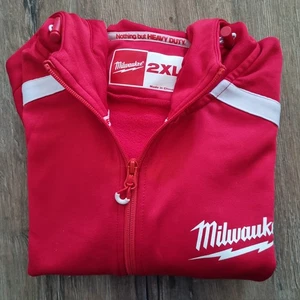 Milwaukee Mens Hoodie Jumper Jacket Pokets Full Zip Red Size 2XL - Picture 1 of 22