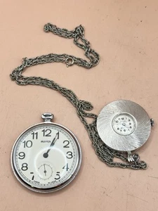RARE MOLNIJA VINTAGE SOVIET POCKET WATCH & Pocket Watch On A Chain - Picture 1 of 5