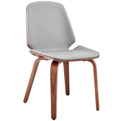 Armen Living Brinley 18" Faux Leather Dining Room Accent Chair in Gray/Walnut - Image 1 of 4