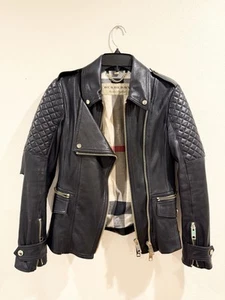 Chaqueta de moto de cuero de piel de cordero Burberry Brit EE. UU. 6 - Imagen 1 de 16