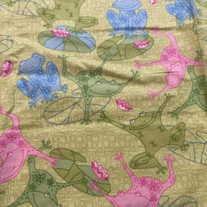 Fabric Traditions 2007 Whimsical Frogs Cotton Flannel Fabric Yards 62x42” W T2 - Picture 1 of 4