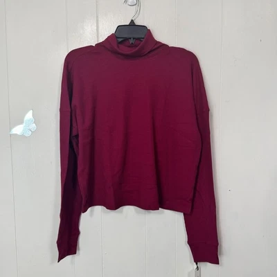 Calvin Klein Performance Women's Burgundy Waffle Knit Funnel Neck Pullover Top - Image 1 of 4