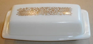 Pyrex Woodland Butter Dish Vintage Milk White Glass Brown Flowers - Picture 1 of 5