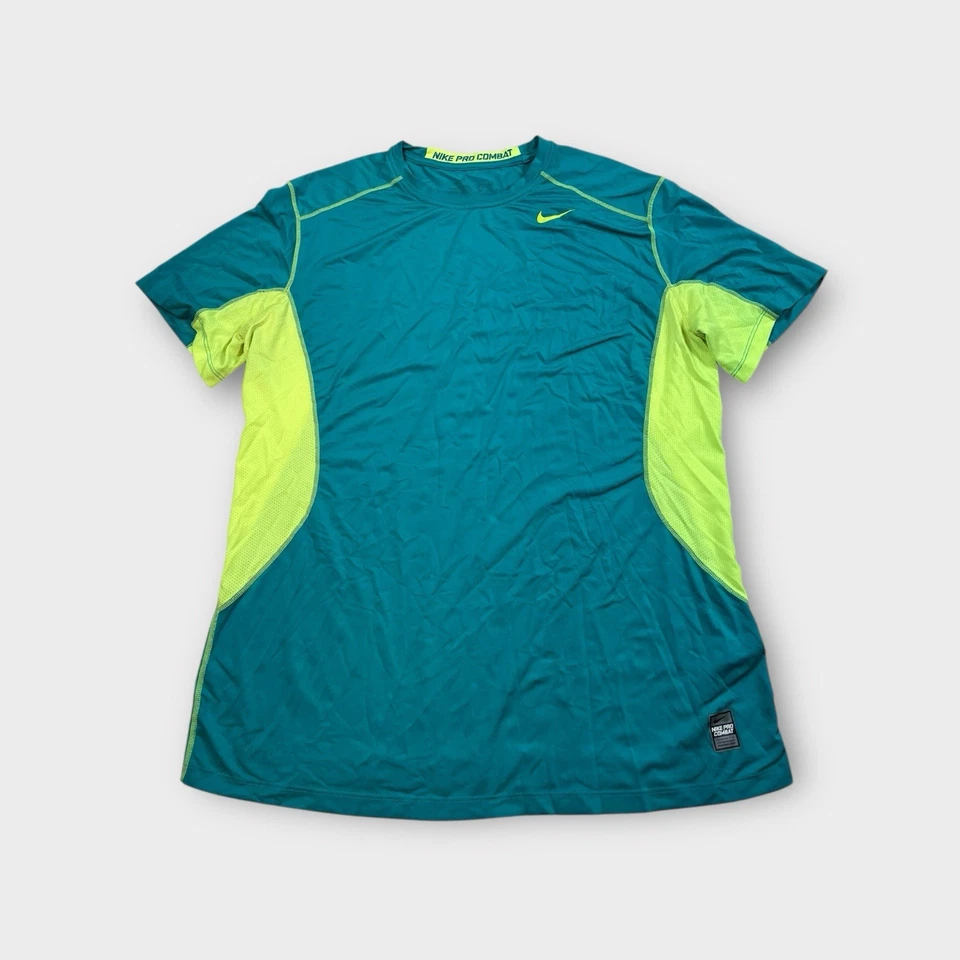 Camiseta deportiva de manga corta Nike Dri-Fit Pro Combat verde azulado para hombre XL Foto 1 de 4