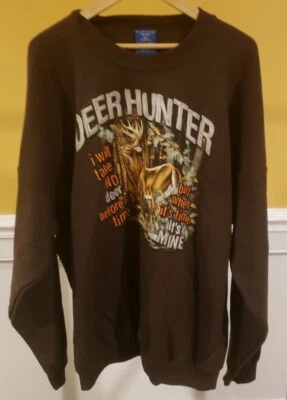 Moletom Deer Hunter gráfico masculino 2XL 50-52 marrom algodão/poli puritano  - Imagem 1 de 4