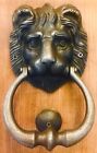 Large Cast Iron Lion Head Door Knocker & Strike Plate Antique Iron Finish