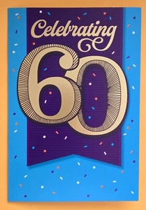 Happy 60th Birthday Greeting Card (+ Envelope 5x7"). - Picture 1 of 4