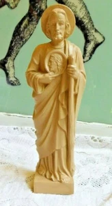 VINTAGE HARD PLASTIC CATHOLIC RELIGIOUS SAINT JUDE ? STATUE W STAFF AND JESUS - Picture 1 of 5