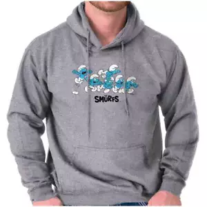 Smurfs Blue Guys Cartoon Retro Squad Goals Hoodie Hooded Sweatshirt Men Women - Picture 1 of 10