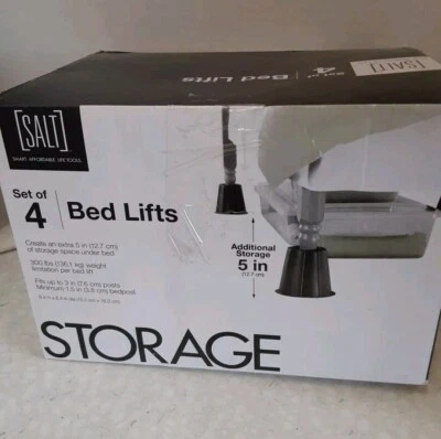 Juego de 4 elevadores de cama de sal para espacio de almacenamiento adicional de 5" debajo de la cama nueva caja abierta Foto 1 de 4