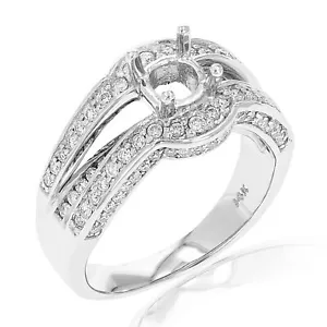 1.10 ct Semi Mount Diamond Engagement Ring for Women 14K White Gold Round Halo - Picture 1 of 8