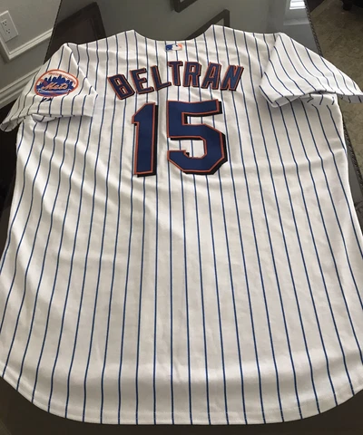 Authentic Carlos Beltran #15 New York Mets On-Field Majestic Jersey 52/2XL Cover
