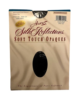 Top de control Hanes Silk Reflections tacto suave opaco nylon talla CD azul marino oscuro Foto 1 de 3