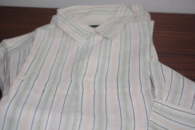 Zanella Italy Linen Pink White Striped Long sleeve shirt Size:M  - Image 1 of 4