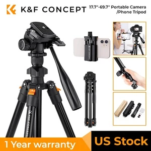 K&F Concept Camera Tripod 70" for Camera Cellphone Photograghy Video Recording - Picture 1 of 13