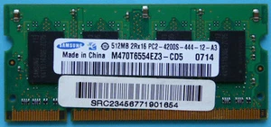 512 MB de memoria portátil DDR2 SDRAM 2Rx 16 PC2-4200S-444-12-A3 / 200 pines - Imagen 1 de 1